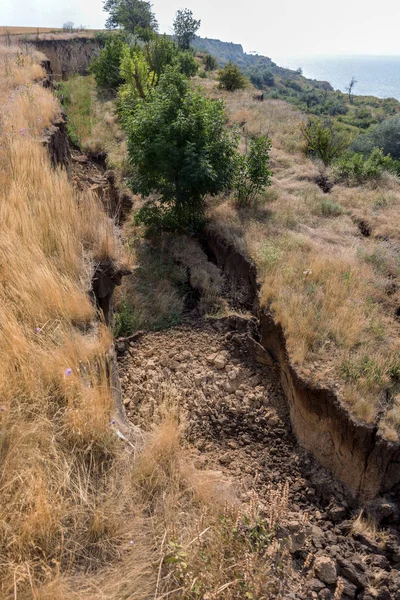 Gunung Longsor Bencana Daerah Sesmically Berbahaya Retakan Besar Bumi Keturunan — Stok Foto