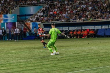 Odessa, Ukrayna - 21 Temmuz 2018. Dinamo Kiev ve Shahtar Donetsk Premier lig liderleri şiddetli ilkeli duygusal maçında Ukrayna Super Kupası maç sırasında