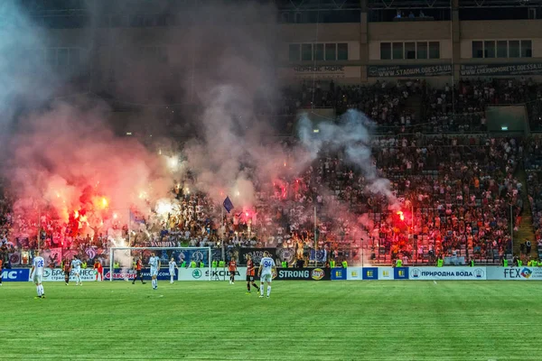 Odessa Ukrajna July2 2018 Fanatikus Rajongók Lelátókon Örök Rivális Játék — Stock Fotó