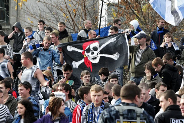 Odessa Ucrania Noviembre 2010 Ultras Emocionales Aficionados Fútbol Durante Partido — Foto de Stock