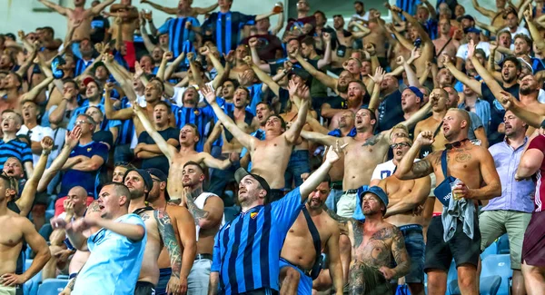 Oděsa Ukrajina Srpna 2018 Emocionální Fotbaloví Fanoušci Stadionu Místní Tým — Stock fotografie