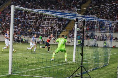 Odessa, Ukrayna - 21 Temmuz 2018. Dinamo Kiev ve Shahtar Donetsk Premier lig liderleri şiddetli ilkeli duygusal maçında Ukrayna Super Kupası maç sırasında