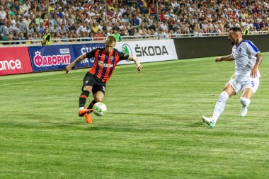 Odessa, Ukrayna - 21 Temmuz 2018. Dinamo Kiev ve Shahtar Donetsk Premier lig liderleri şiddetli ilkeli duygusal maçında Ukrayna Super Kupası maç sırasında