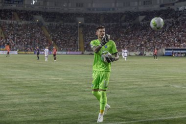 Odessa, Ukrayna - 21 Temmuz 2018. Dinamo Kiev ve Shahtar Donetsk Premier lig liderleri şiddetli ilkeli duygusal maçında Ukrayna Super Kupası maç sırasında