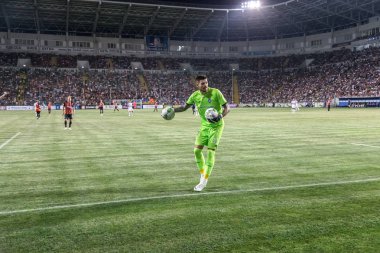 Odessa, Ukrayna - 21 Temmuz 2018. Dinamo Kiev ve Shahtar Donetsk Premier lig liderleri şiddetli ilkeli duygusal maçında Ukrayna Super Kupası maç sırasında
