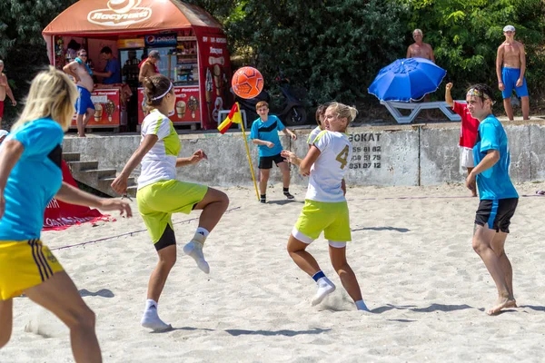 Odessa Ukrayna Ağustos 2015 Şampiyonası Ukrayna Plaj Futbolu Langeron Plajda — Stok fotoğraf