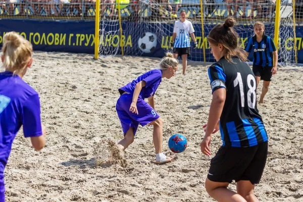 Odessa Ukraine Juli 2018 Beachsoccer Meisterschaft Der Amateurfrauen Strand Beachsoccer — Stockfoto