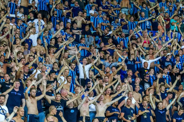オデッサ ウクライナ 2018 感情的なフットボールのファンはサッカー クラブ Djurgardens 場合スウェーデン ゲーム Uefa ヨーロッ — ストック写真
