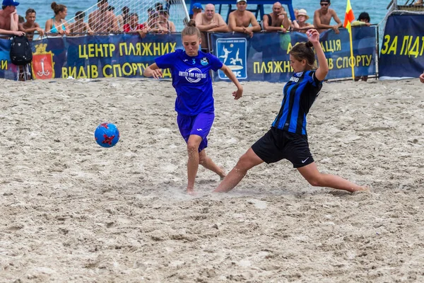 Odessa Ukraina Lipiec 2018 Beach Soccer Championship Wśród Amatorskie Kobiet — Zdjęcie stockowe