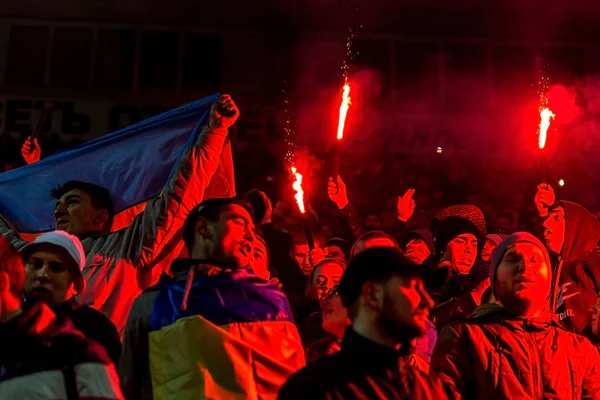 Odessa Ukrayna Mart 2016 Futbol Taraftarları Seyirci Stadyum Standları Duygusal — Stok fotoğraf