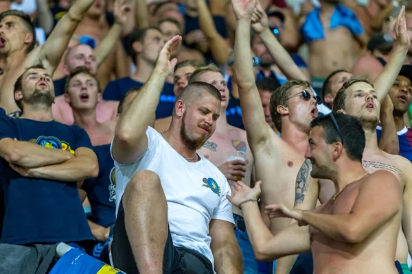 Odessa Ukraine August 2018 Emotional Football Fans Support Team Stadium — Stock Photo, Image