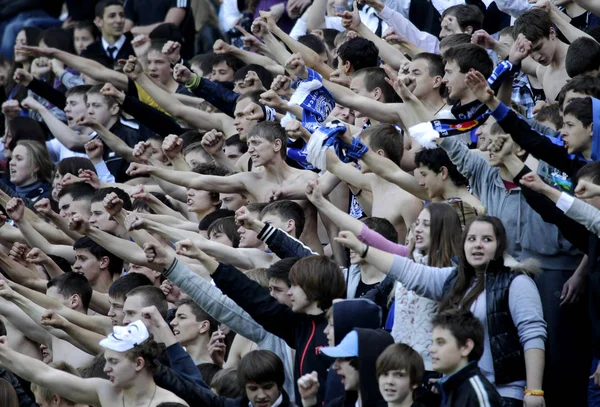 Odessa Ukraine July 2013 Emotional Football Fans Support Team Stadium — Stock Photo, Image