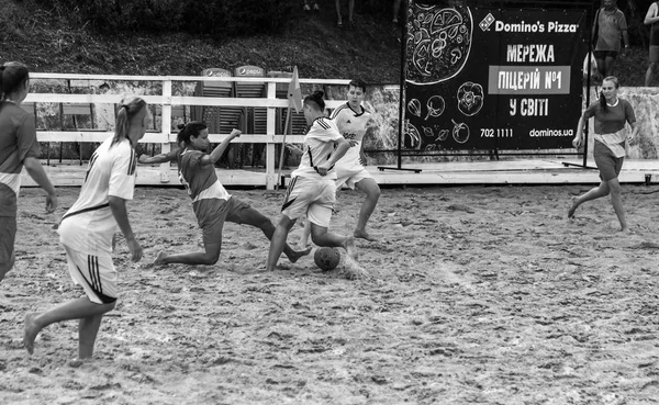 Odessa Ukrayna Temmuz 2018 Beach Futbol Şampiyonası Sahilde Amatör Kadınlar — Stok fotoğraf