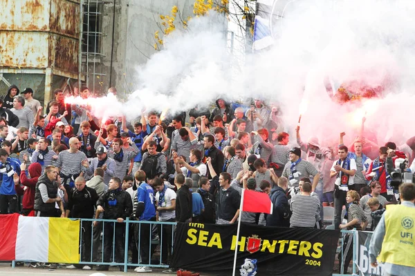 Odessa Ucrania Noviembre 2010 Ultras Emocionales Aficionados Fútbol Durante Partido — Foto de Stock