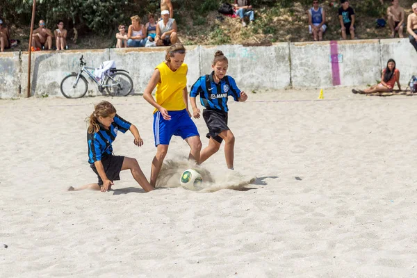 Odessa Ucrania Agosto 2015 Campeonato Ucrania Fútbol Playa Entre Las —  Fotos de Stock