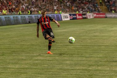 Odessa, Ukrayna - 21 Temmuz 2018. Dinamo Kiev ve Shahtar Donetsk Premier lig liderleri şiddetli ilkeli duygusal maçında Ukrayna Super Kupası maç sırasında