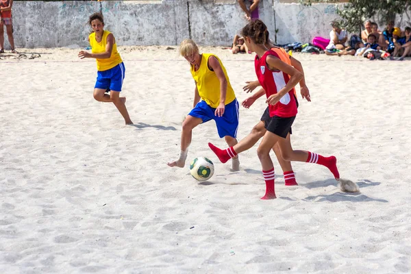 Odessa Ucrânia Agosto 2015 Campeonato Ucrânia Futebol Praia Entre Mulheres — Fotografia de Stock