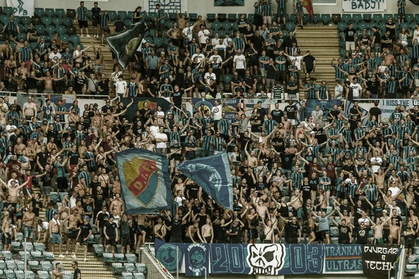 Odessa Ukraine Agosto 2018 Torcedores Futebol Emocional Apoiam Equipe Estádio — Fotografia de Stock