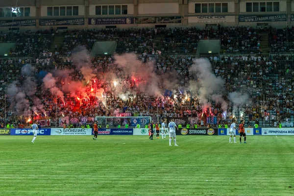 Odessa Oekraïne July2 2018 Fanatieke Fans Tribunes Tijdens Spel Van — Stockfoto