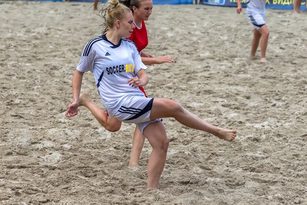 Odessa Ukraina Lipiec 2018 Beach Soccer Championship Wśród Amatorskie Kobiet — Zdjęcie stockowe