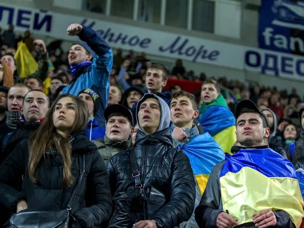 Odessa Ukrayna Mart 2016 Futbol Taraftarları Seyirci Stadyum Standları Duygusal — Stok fotoğraf