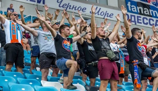 Odessa Ukrajna Augusztus 2018 Érzelmi Szurkolók Ügyfélszolgálatának Stadionban Labdarúgó Klub — Stock Fotó