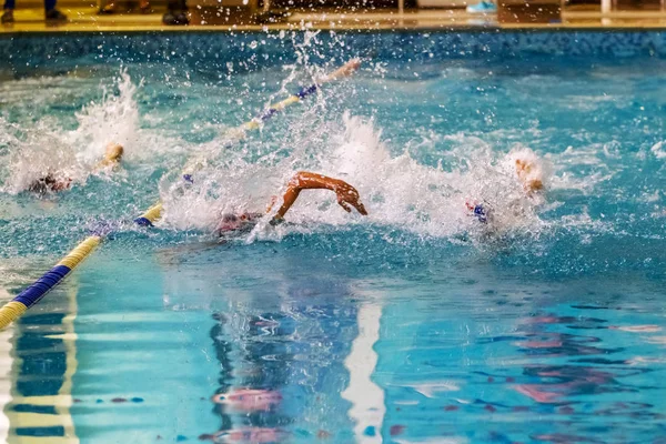 Sportovní Zázemí Pro Úvodní Témata Sport Plavání Bazénu Doostření Pozadí — Stock fotografie