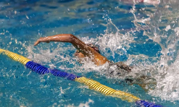 Sportovní Zázemí Pro Úvodní Témata Sport Plavání Bazénu Doostření Pozadí — Stock fotografie