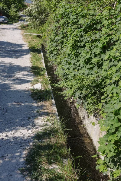 Eau Contaminée Les Déchets Eaux Usées Sont Évacués Par Canalisations — Photo