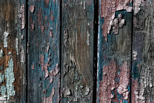复古彩绘木背景纹理木风化质朴墙壁与剥离油漆 为复制旧木材纹理的空白空间 开裂的油漆有很多小裂缝 抽象的垃圾纹理 — 图库照片