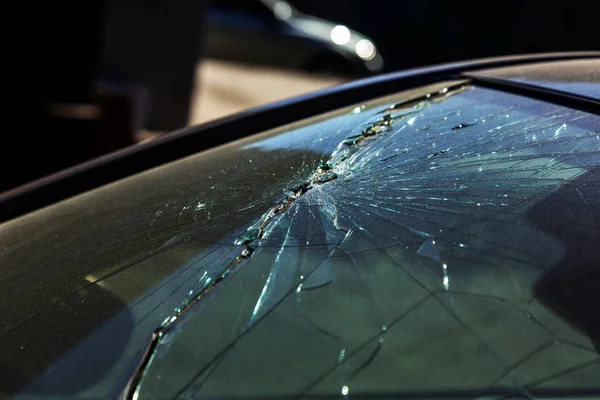 Carro Terrivelmente Perigoso Depois Acidente Fatal Pára Brisas Partido Carro — Fotografia de Stock