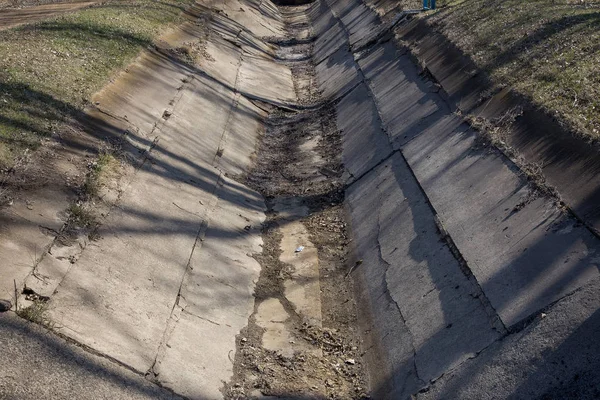 Odessa Ukraine Martie 2017 Canal Irigare Uscată Sistem Drenare Apei — Fotografie, imagine de stoc