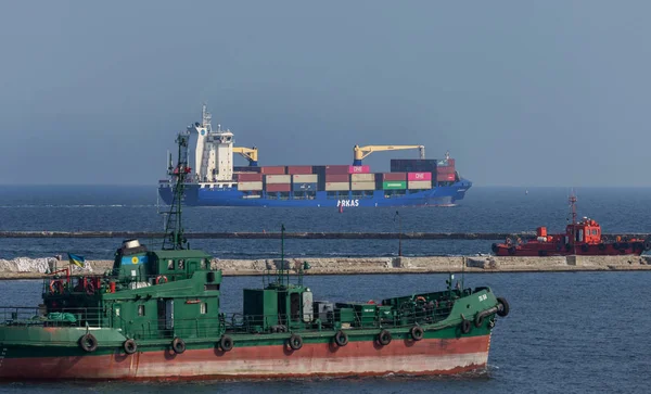 Odessa Ukraina Października 2018 Odessa Sea Port Handlowy Międzynarodowego Transportu — Zdjęcie stockowe