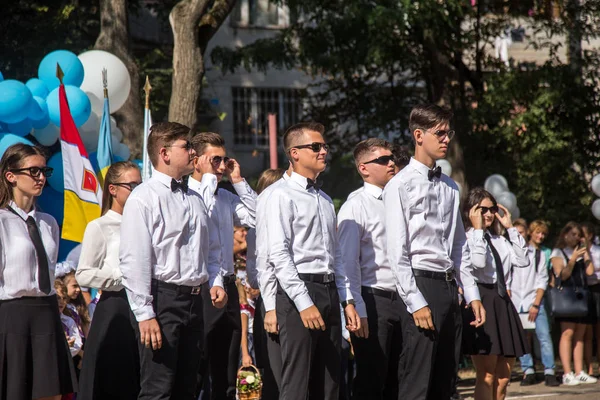 Oděsa Ukrajina Září 2018 Září Den Oslav Znalostí Usmíval Šťastný — Stock fotografie