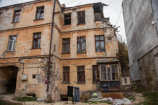 Ruïnes Van Een Oude Verlaten Stad Verwoeste Huis Waar Arme — Stockfoto