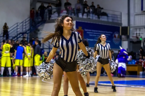 Odessa Ukraine March 2018 Speech Beautiful Young Girls Fan Team — Stock Photo, Image