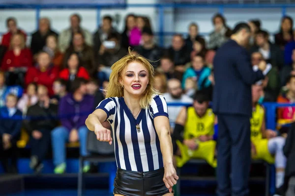 Odessa Ukraine March 2018 Speech Beautiful Young Girls Fan Team — Stock Photo, Image