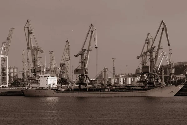 Gran Buque Carga Entra Puerto Una Terminal Contenedores Puerto Odessa — Foto de Stock