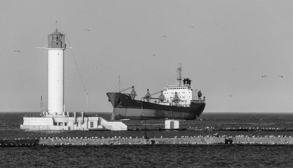Grande Navio Carga Entra Porto Terminal Contêineres Porto Marítimo Odessa — Fotografia de Stock