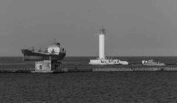 Grande Navio Carga Entra Porto Terminal Contêineres Porto Marítimo Odessa — Fotografia de Stock