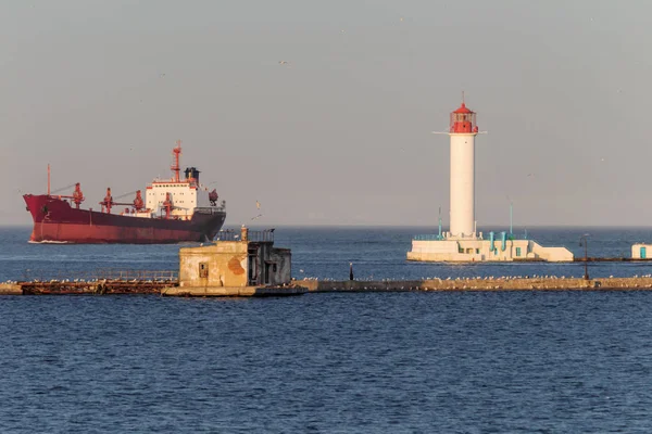 Grande Navio Carga Entra Porto Terminal Contêineres Porto Marítimo Odessa — Fotografia de Stock