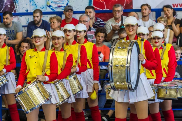 Odessa Ukraine Sept 2017 Jovens Meninas Bonitas Líderes Torcida Atléticas — Fotografia de Stock