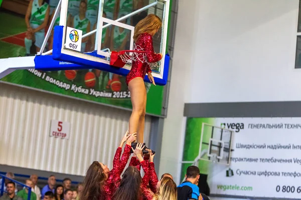 Odessa Oekraïne Sept 2017 Jonge Mooie Atletische Cheerleader Meisjes Met — Stockfoto