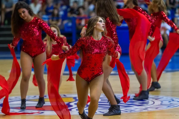 Odessa Oekraïne Sept 2017 Jonge Mooie Atletische Cheerleader Meisjes Met — Stockfoto