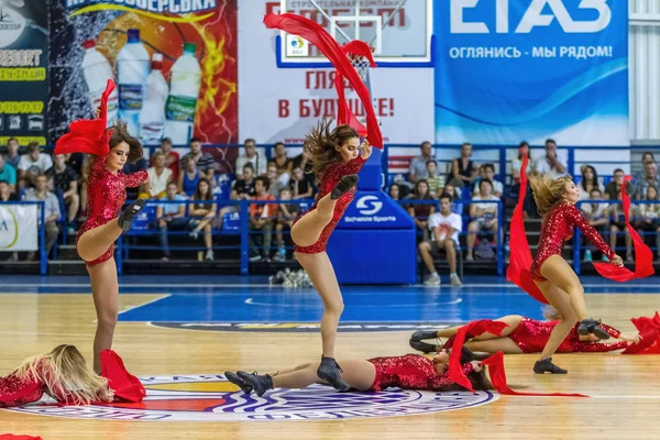 Odessa Ukraine Sept 2017 Jovens Meninas Bonitas Líderes Torcida Atléticas — Fotografia de Stock