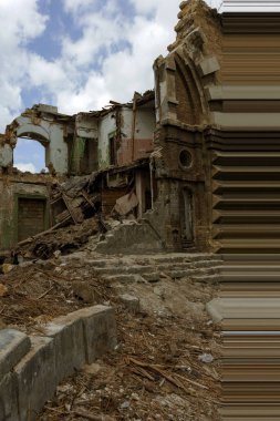 Massons tarihi tarihi evi kalıntıları. Harap bir ev. eski tarihi harap evi şiddetli fırtına ve deprem sonrası yok edildi. Odessa, 2017. tarihi konut yapı kalıntıları