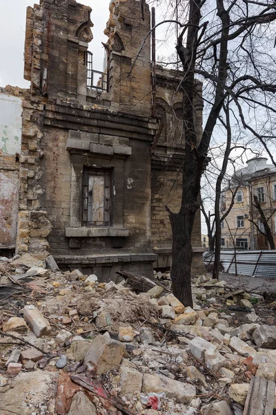 Ruins of historic historic house of Massons. Ruined house. old historical ramshackle house was destroyed after violent storm and earthquake. Odessa, 2017.  ruins of historic residential building
