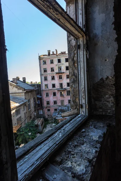 Broken Glass Windows Old Abandoned Mystical House Horror Picture Broken — Stock Photo, Image