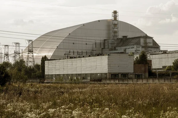 Réacteur Centrale Nucléaire Tchernobyl Avec Nouveau Confinement Catastrophe Atomique Mondiale — Photo