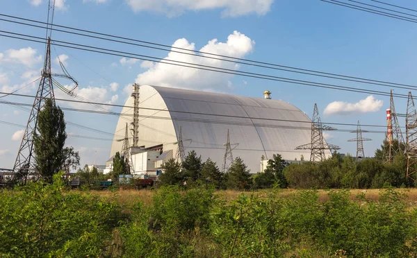 Reactor 4 at the Chernobyl nuclear power plant with a new confinement. Global atomic disaster. Chernobyl Exclusion Zone